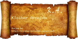 Kloiber Arnolda névjegykártya
